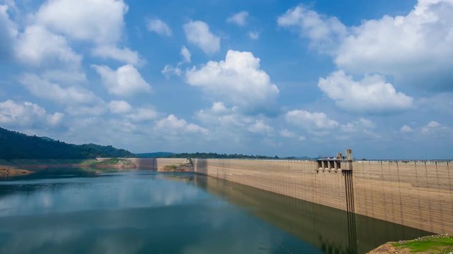 Time-lapse panning of Khun Dan Prakan Chon Dam at Nakhon Nayok province in Thailand