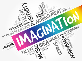 Imagination word cloud collage, creative business concept background
