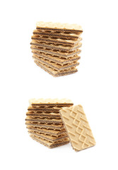 Pile of chocolate wafers isolated