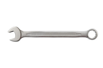 Mechanic silver metal tool wrench for repair isolated on white