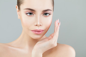 Fototapeta premium Perfect Spa Girl. Young Woman with Healthy Skin, Skin Care Concept