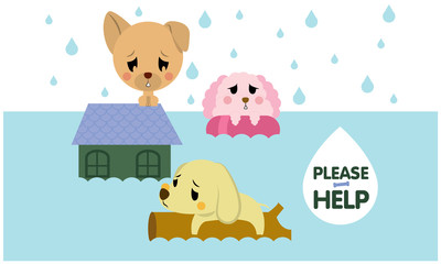 Dogs flood victims cartoon