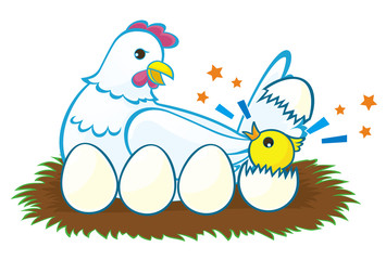 雌鶏とひよこ～誕生～hen and chick