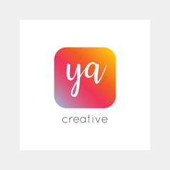 YA logo, vector. Useful as branding, app icon, alphabet combination, clip-art.