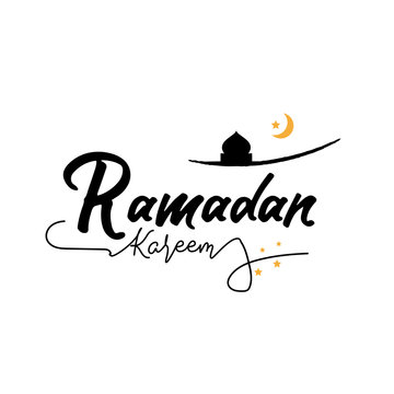Ramadan Kareem , Illustration with calligraphy , vector object logo is a badge for your design