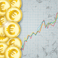 Goldene Euro Münzen mit einem Wachstumschart