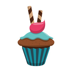 Delicious cupcake dessert icon vector illustration graphic design