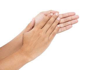 Women clapping hands, Applause isolated on white background