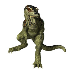 3D Rendering Dinosaur Tyrannosaurus Rex on White