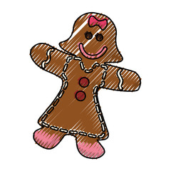 gingerbread girl cookie icon vector illustration graphic design