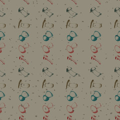 Hand drawn seamless pattern with mushrooms.