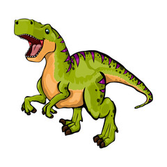 Isolated illustration of a cartoon dinosaur