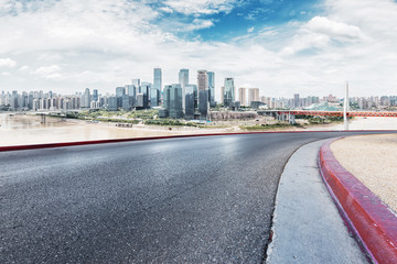 empty road with cityscape of chongqing