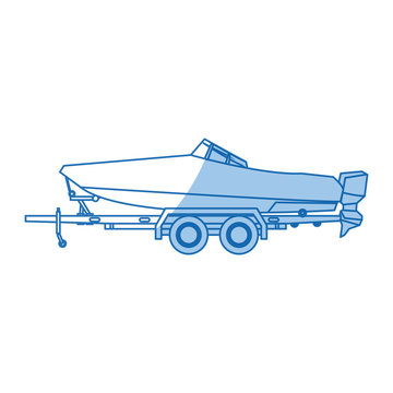 boat with trailer transport maritime image vector illustration