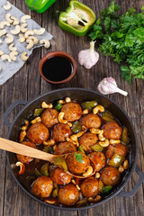 turkey meatballs vertical view from above