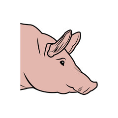 cute pig head cartoon animal farm image vector illustration