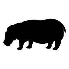 hippo standing animal naturalist wildlife style, vector illustration