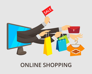 E-commerce concept minimal design, vector illustration in modern