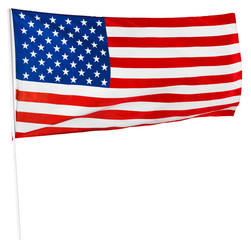 American flag isolated on white