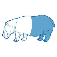 hippo standing animal naturalist wildlife style, vector illustration