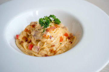 Carbonara bacon and ham