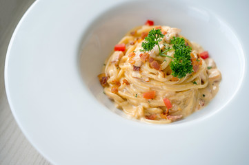 Carbonara bacon and ham