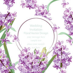 Wedding invitation with Lily flowers. Spring Vector illustration