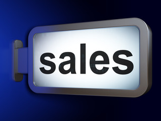 Advertising concept: Sales on billboard background