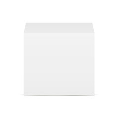 White square box - front view. Mockup for display your design. Vector illustration