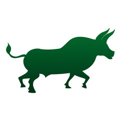 silhouette of bull icon over white background. vector illustration