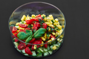 Salad in a glass bowl