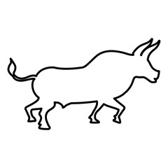 silhouette of bull icon over white background. vector illustration
