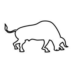 silhouette of bull icon over white background. vector illustration