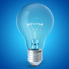 Light bulb on blue background, idea concept, innovation concept. 3d rendering