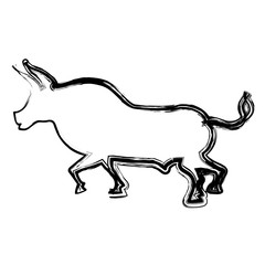 silhouette of bull icon over white background. vector illustration