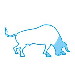 silhouette of bull icon over white background. vector illustration