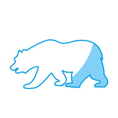 silhouette of grizzly bear icon over white background. vector illustration