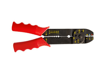 Red and black equipment plastic and metal cutter pilers for electrical cable