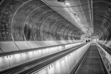 Modern tunnel underground subway Rotterdam