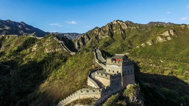 The fabulous beacon tower of the Juyongguan Great Wall view from the sky
