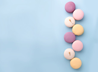 Eight sweet colorful macaroons