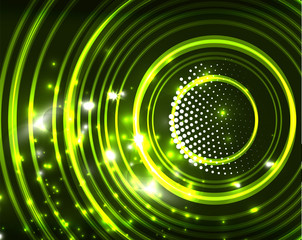 Neon circles abstract background