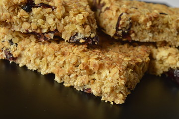 Flapjack - delicious bar with oatmeal, honey and dried cranberry