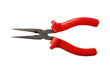 Red and black pointed pincers craft isolated on white