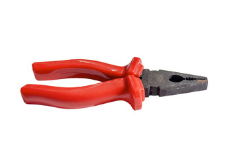 Red grip steel engineer equipment piler with clipping path for work construction