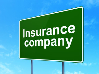 Insurance concept: Insurance Company on road sign background