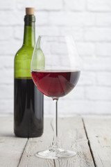Wine glass and bottle