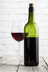 Wine glass and bottle