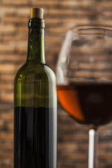 Wine glass and bottle