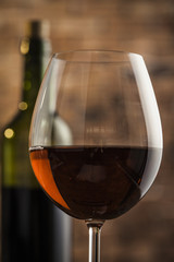 Wine glass and bottle